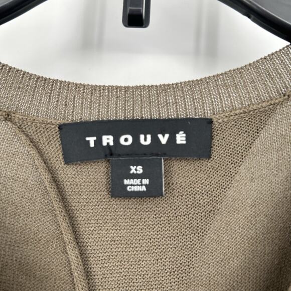 Trouve Lightweight Sweater Top Brown Open Back Semi Sheer Long Sleeve Size XS - Picture 9 of 10